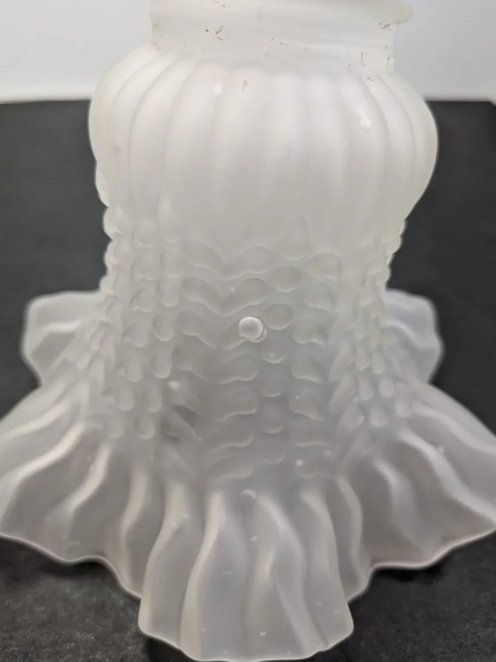 Frosted Glass Beaded Hobnail Tulip Light Shade Replacement Ruffled Edge